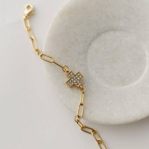 Alexa Gold Cross Bracelet