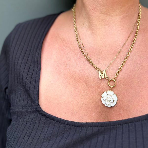 Gold Initial Charm Necklace