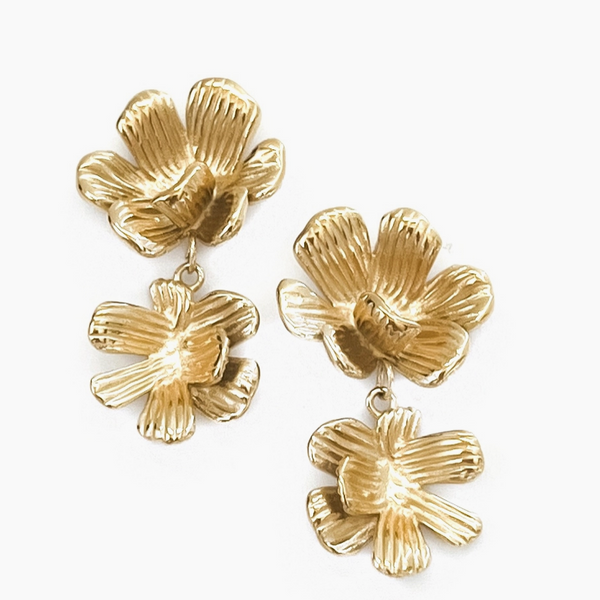 Virginia Vintage Gold Flower Earrings