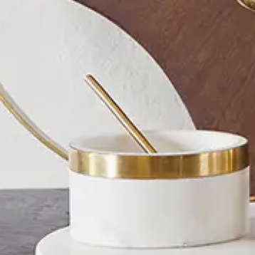 Marble Bowl with Brass Spoon