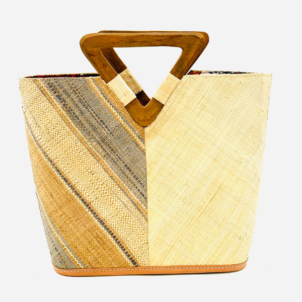 Zuki Straw handbag with Wood Handle