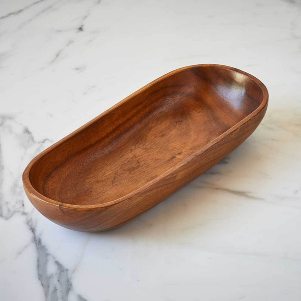 Acacia Wood Oblong Bowl