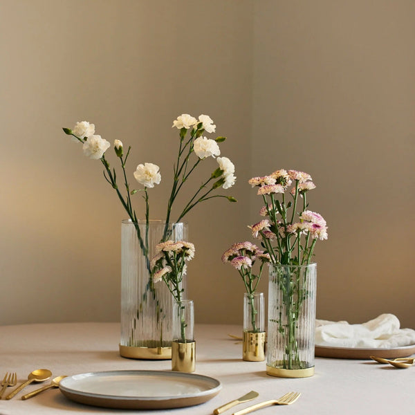 Fluted Glass Bud Vases, Set of 4