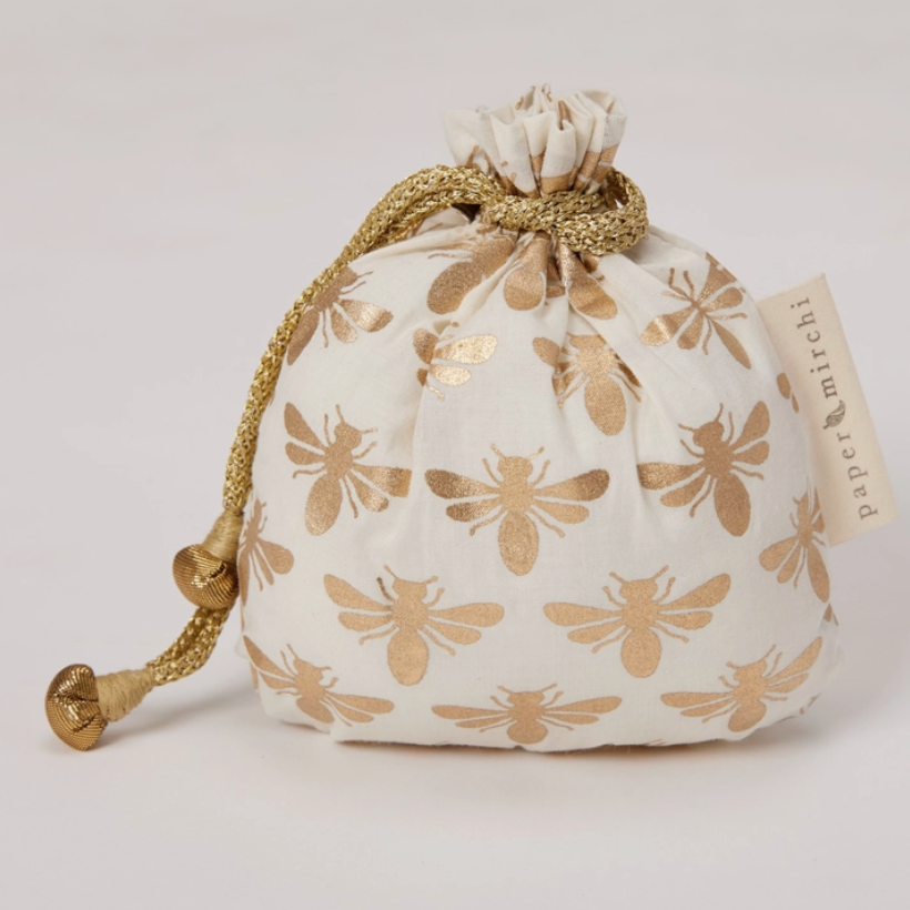 Reusable Fabric Gift Bag, Drawstring, Small-Home and Body-Paper Mirchi-Adored Boutique
