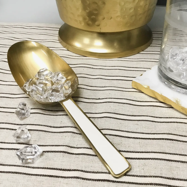 Gold Ice Scoop w/ Inlay White Enamel Handle