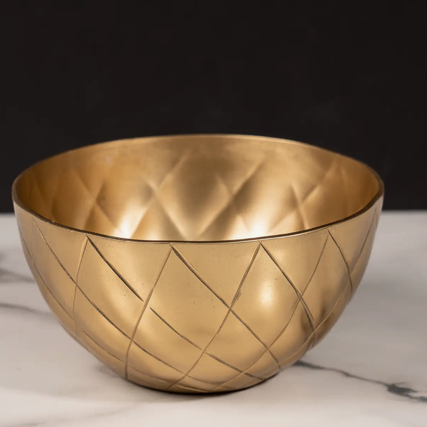 Gold Crosshatch Satin Bowl